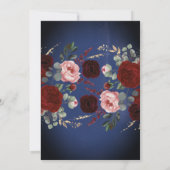 Navy Blue Burgundy Gold Floral Engagement Party Einladung (Rückseite)