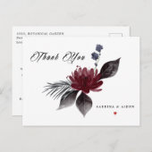 Navy Blue Burgundy Gothic Floral Wedding Vielen Da Postkarte (Vorne/Hinten)