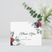 Navy Blue Burgundy Gothic Floral Wedding Vielen Da Postkarte (Stehend Vorderseite)