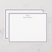 Navy Blue Burgundy Mit Monogramm Mitteilungskarte (Vorne/Hinten)