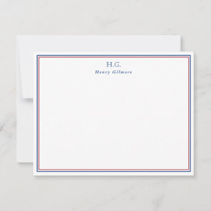 Navy Blue Burgundy Mit Monogramm Mitteilungskarte