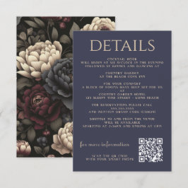Navy Blue & Burgundy Moody Floral Begleitkarte