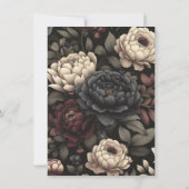 Navy Blue & Burgundy Moody Floral Dankeskarte (Rückseite)