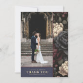 Navy Blue & Burgundy Moody Floral Dankeskarte (Vorderseite)