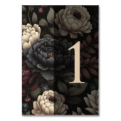 Navy Blue & Burgundy Moody Floral Table 1 Tischnummer (Rückseite)