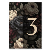 Navy Blue & Burgundy Moody Floral Table 3 Tischnummer (Rückseite)
