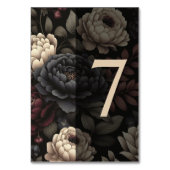 Navy Blue & Burgundy Moody Floral Table 7 Tischnummer (Rückseite)