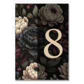 Navy Blue & Burgundy Moody Floral Table 8 Tischnummer (Rückseite)