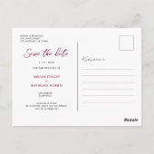 Navy Blue Burgundy Peony Geometric Save the Date Postkarte (Rückseite)