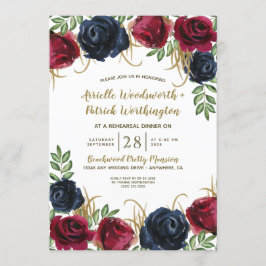 Navy Blue Burgundy Probe Einladungen