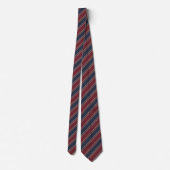 Navy Blue Burgundy Red Classic Regimental Stripe Krawatte (Rückseite)