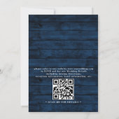 Navy Blue Burgundy Rustic Budget QR Code Wedding Einladung (Rückseite)