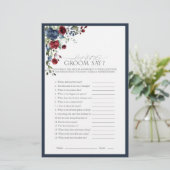 Navy Blue Burgundy Watercolor Brautparty Game (Stehend Vorderseite)