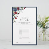 Navy Blue Burgundy Watercolor Brautparty Game (Stehend Vorderseite)