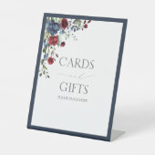 Navy Blue Burgundy Watercolor Brautparty Geschenk Sockelschild (Vorderseite)