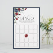 Navy Blue Burgundy Watercolor Bridal Bingo Game (Stehend Vorderseite)