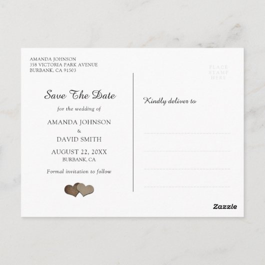 Navy Blue Burlap Lace Wedding rettet das Datum Postkarte (Rückseite)