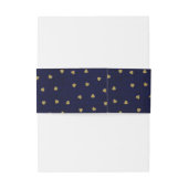Navy Blue Burlap Niedlich Gold Herz Rustikales Bau Einladungsbanderole (Rückseitenbeispiel)