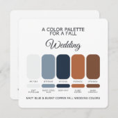 Navy Blue Burnt Copper Fall Wedding Palette Card Einladung (Vorne/Hinten)