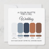 Navy Blue Burnt Copper Fall Wedding Palette Card Einladung (Rückseite)