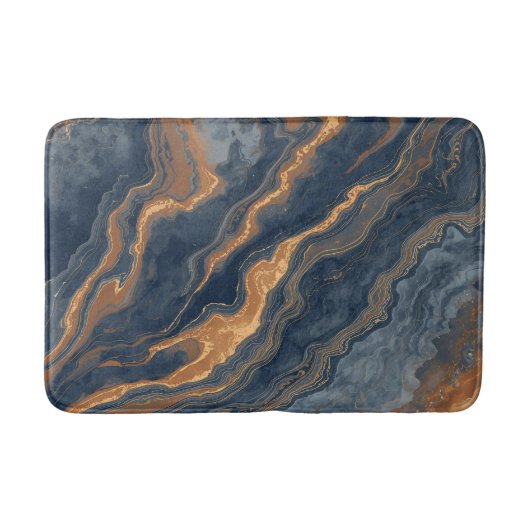 Navy Blue Burnt Orange Dusty Blue Badematte (Vorderseite)