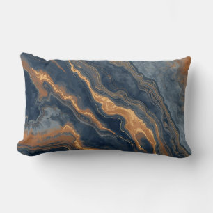 Navy Blue Burnt Orange Dusty Blue Lumbar Pillow Lendenkissen
