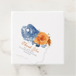 Navy Blue Burnt Orange Floral Wedding Vielen Dank Geschenkanhänger