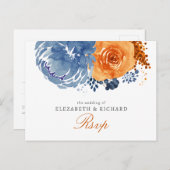 Navy Blue Burnt Orange Hochzeit im Herbst UAwg Postkarte (Vorne/Hinten)