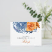 Navy Blue Burnt Orange Hochzeit im Herbst UAwg Postkarte (Stehend Vorderseite)