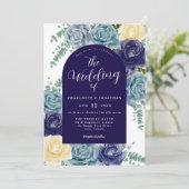 Navy Blue Burnt Orange Rustikale Hochzeit im Herbs Einladung (Stehend Vorderseite)