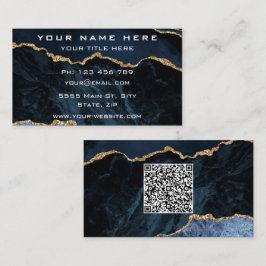 Navy Blue Business Card mit Ihrem QR Code Visitenkarte