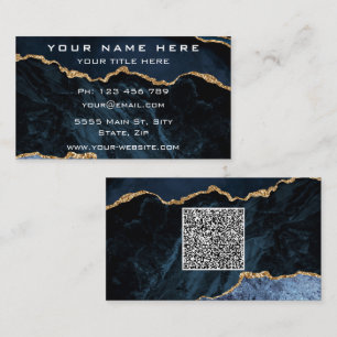Navy Blue Business Card mit Ihrem QR Code Visitenkarte