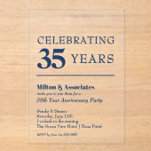 Navy Blue Business Jubiläum Acryleinladungen (Vorderseite)