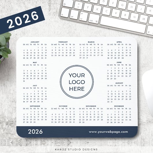 Navy Blue Business Logo 2026 Kalender Mousepad