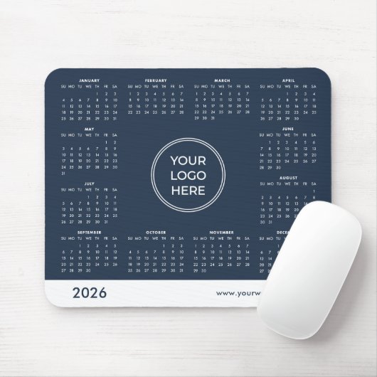 Navy Blue Business Logo 2026 Kalendermousepad Mousepad (Mit Mouse)