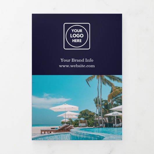Navy Blue Business Logo | Benutzerdefiniertes gekl Dreifach Gefaltete Karte (Cover)