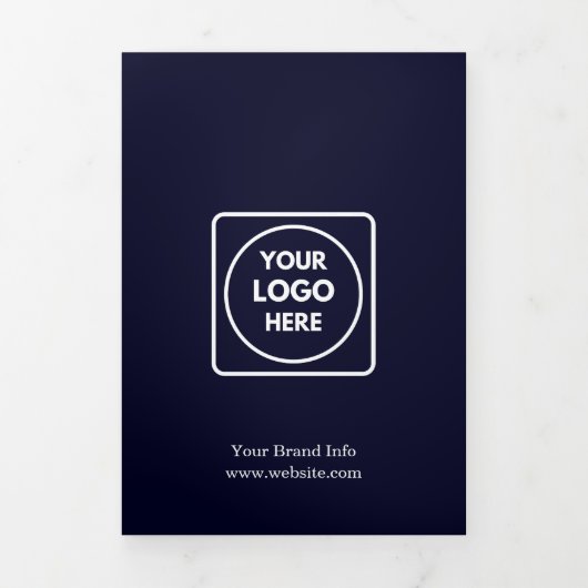 Navy Blue Business Logo | Benutzerdefiniertes gekl Dreifach Gefaltete Karte (Cover)