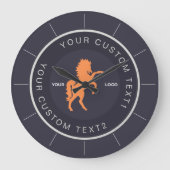 Navy Blue Business Logo Custom Große Wanduhr (Vorderseite)