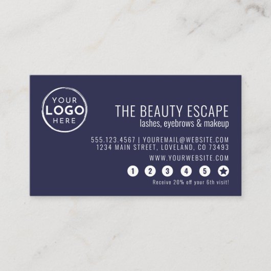 Navy Blue Business Logo Loyalty Card Treuekarte (Vorderseite)
