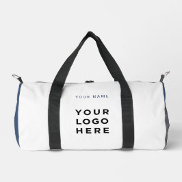 Navy Blue Business Logo Name Instagram Fitness Duffle Bag