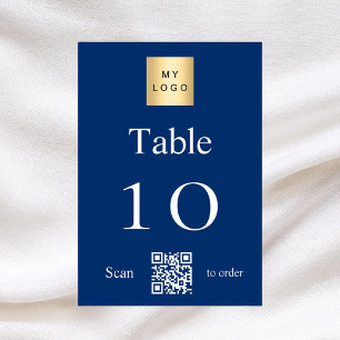 Navy Blue Business Logo QR Tischnummer