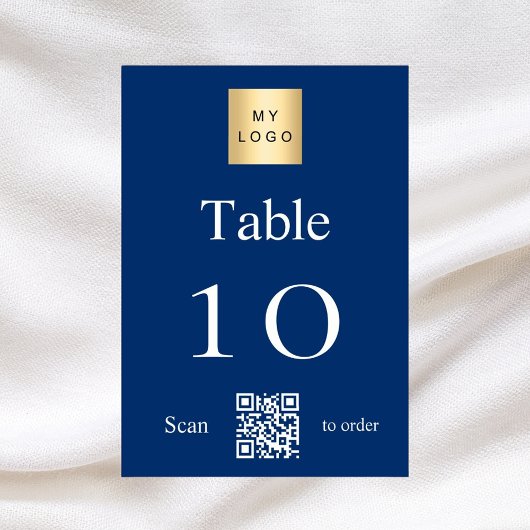 Navy Blue Business Logo QR Tischnummer