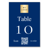 Navy Blue Business Logo QR Tischnummer (Rückseite)