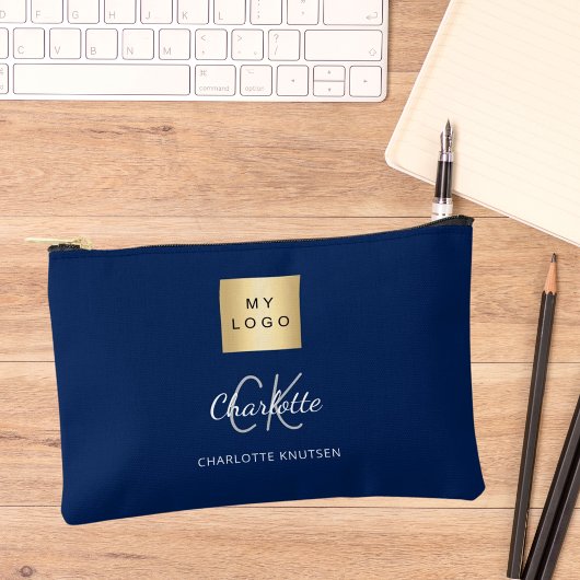 Navy Blue Business Logo Zubehörtasche