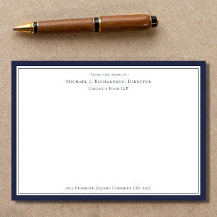 Navy Blue Business Monogram vom Schreibtisch des Mitteilungskarte