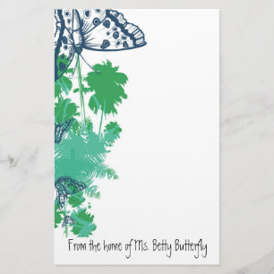 Navy Blue Butterfly & Palm Tree Stationierung Briefpapier