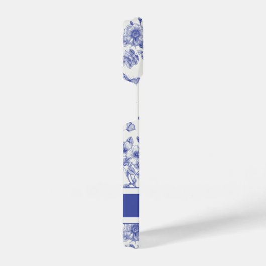 Navy Blue Butterfly Toile iPhone 14 Fall iPhone Hülle (Rechte Seite)