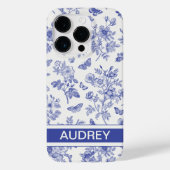 Navy Blue Butterfly Toile iPhone 14 Pro Fall Case-Mate iPhone Hülle (Rückseite)