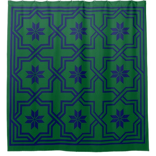 Navy Blue Byzantine Duschvorhang (Vorderseite)