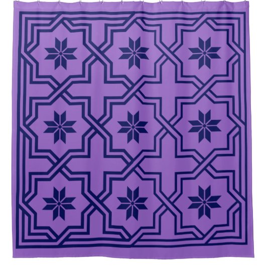 Navy Blue Byzantine Duschvorhang (Vorderseite)